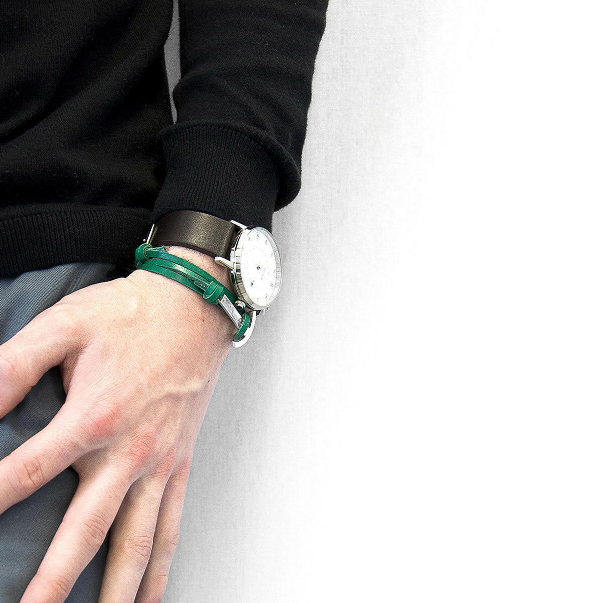 Fern Green Clipper Silver & Leather Bracelet.