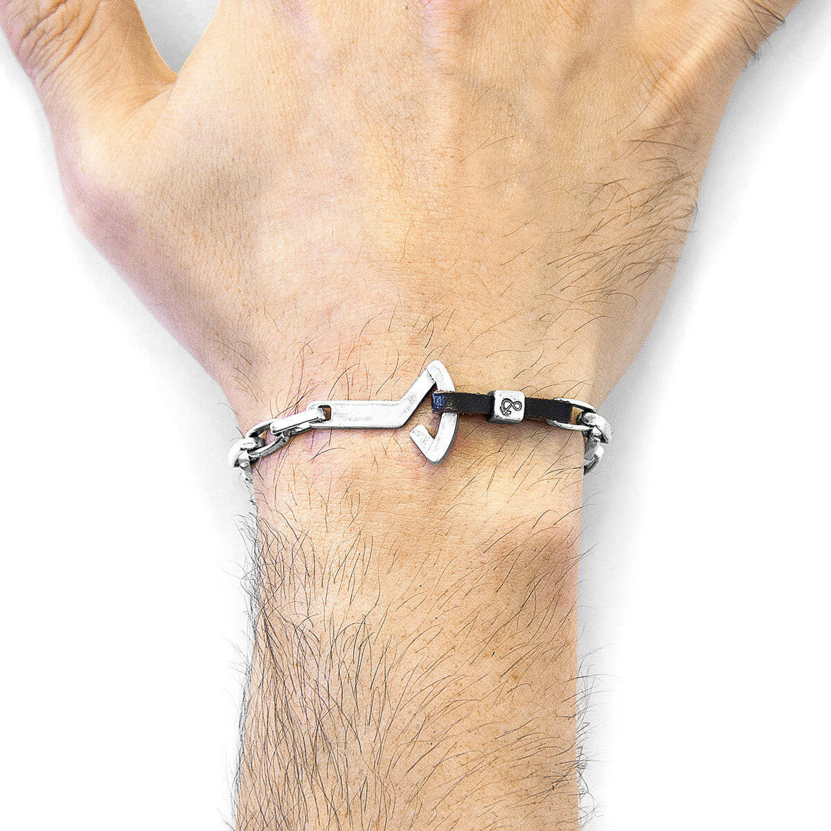 Dark Brown Frigate Silver & Leather Bracelet.