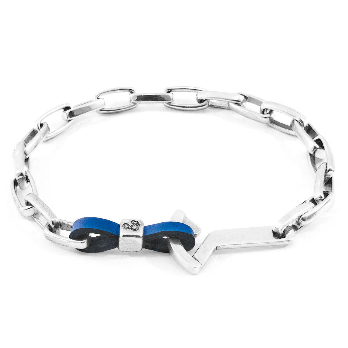 Royal Blue Frigate Silver & Leather Bracelet.