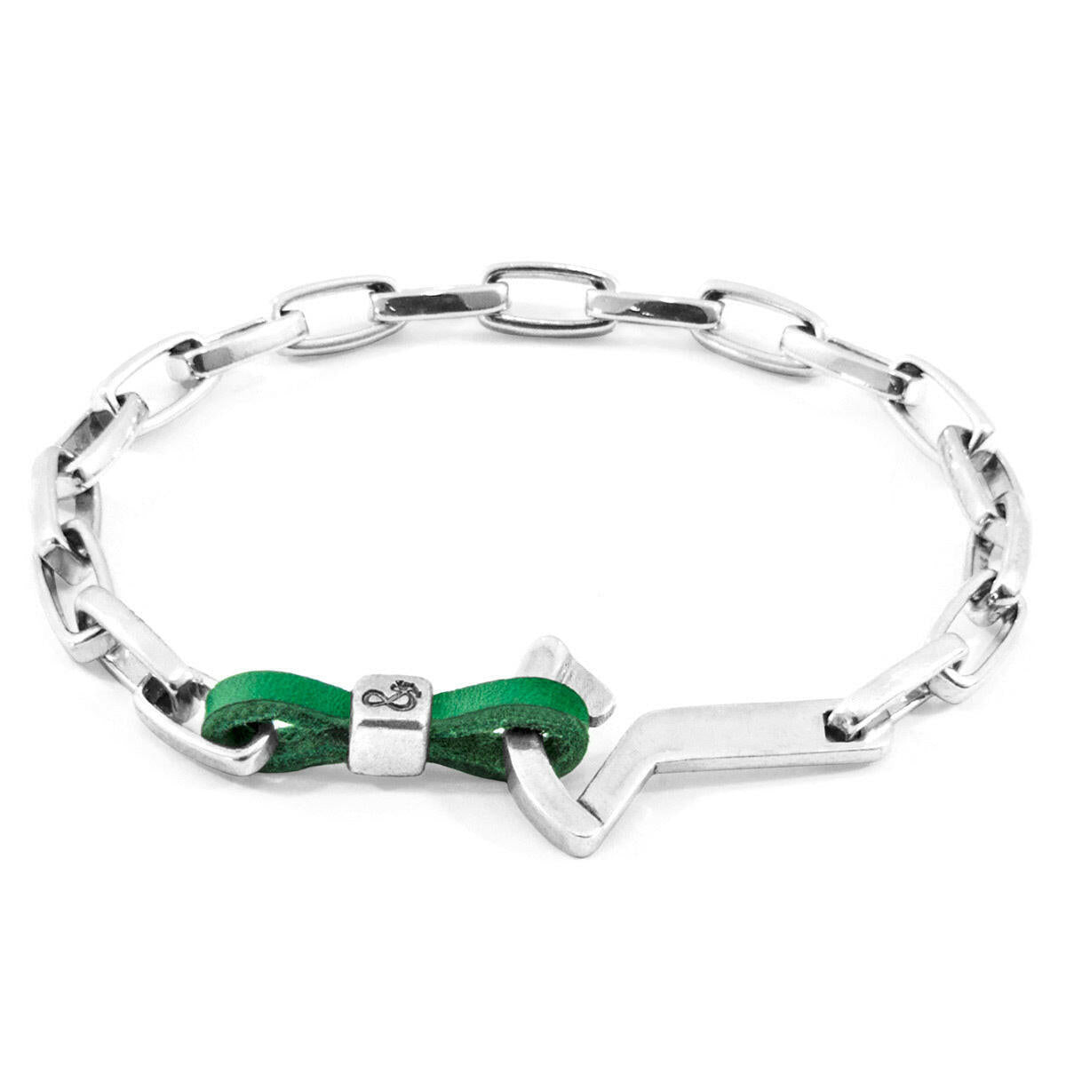 Fern Green Frigate Silver & Leather Bracelet.