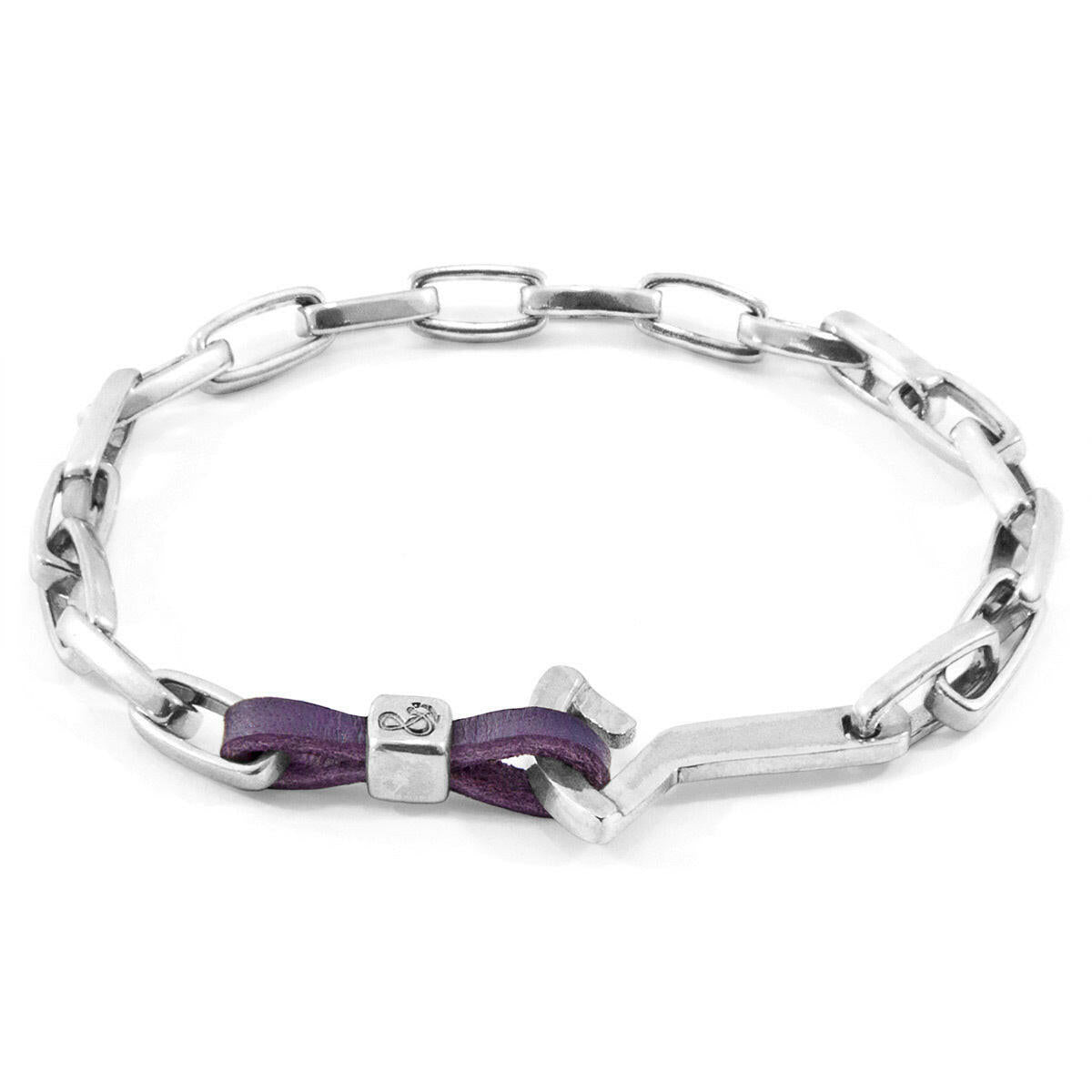 Grape Purple Frigate Silver & Leather Bracelet.