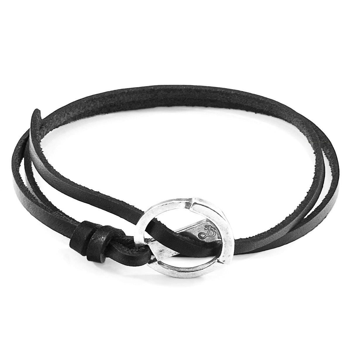 Coal Black Ketch Silver & Leather Bracelet.