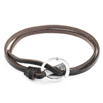 Dark Brown Ketch Silver & Leather Bracelet.