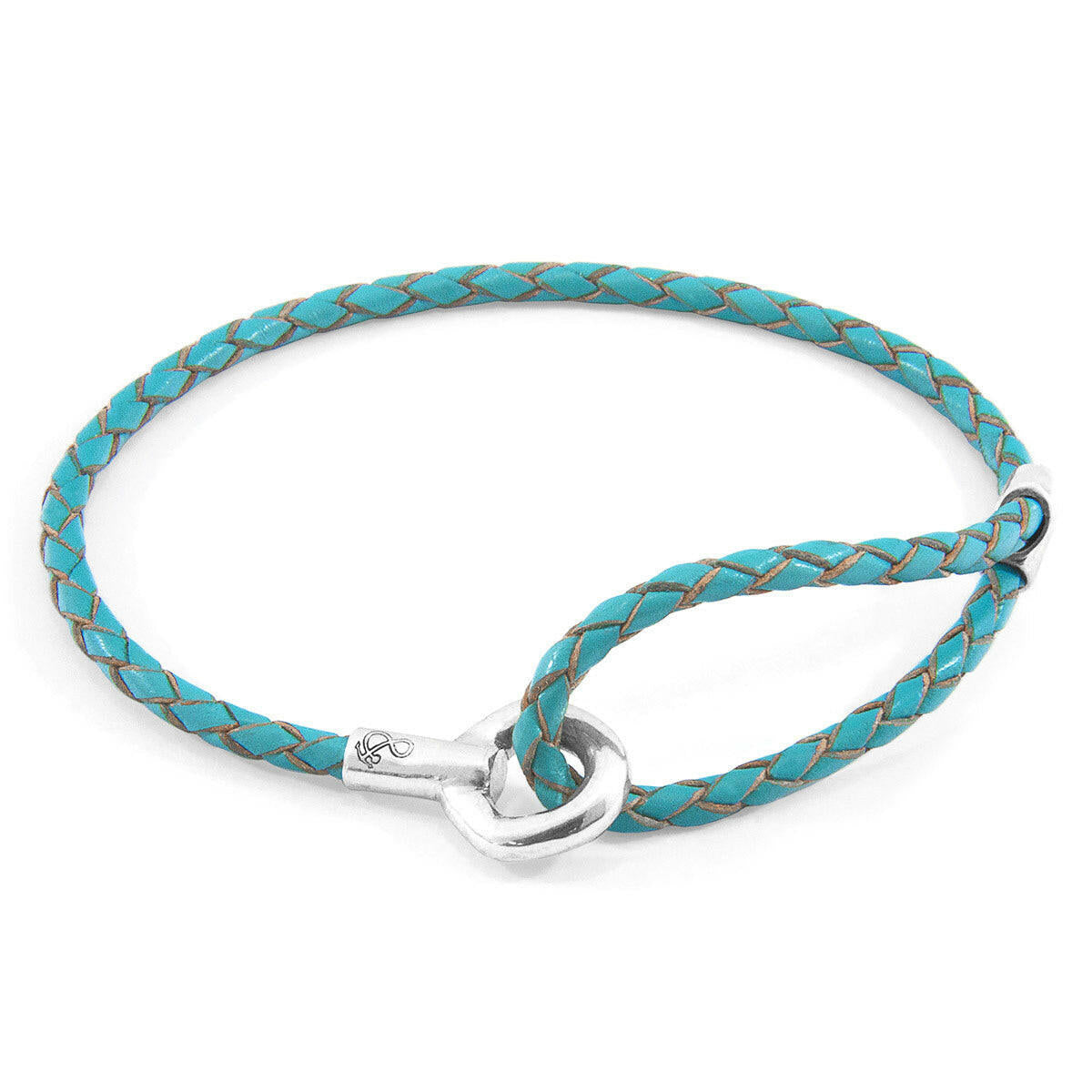 Turquoise Blue Blake Silver & Leather Bracelet.