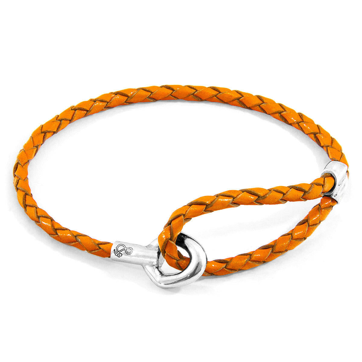 Fire Orange Blake Silver & Leather Bracelet.