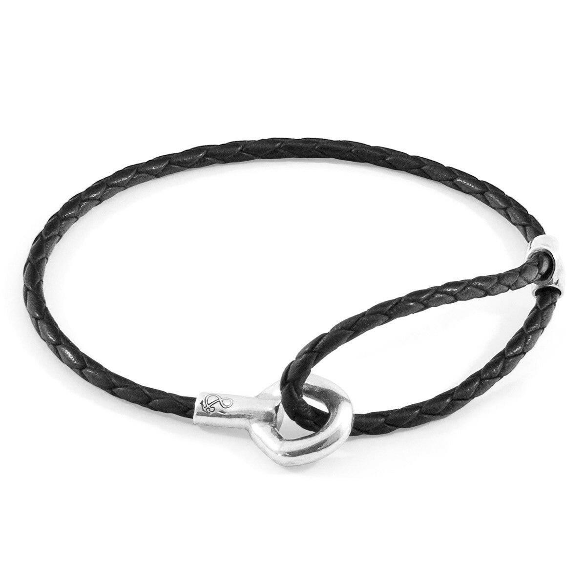 Coal Black Blake Silver & Leather Bracelet.