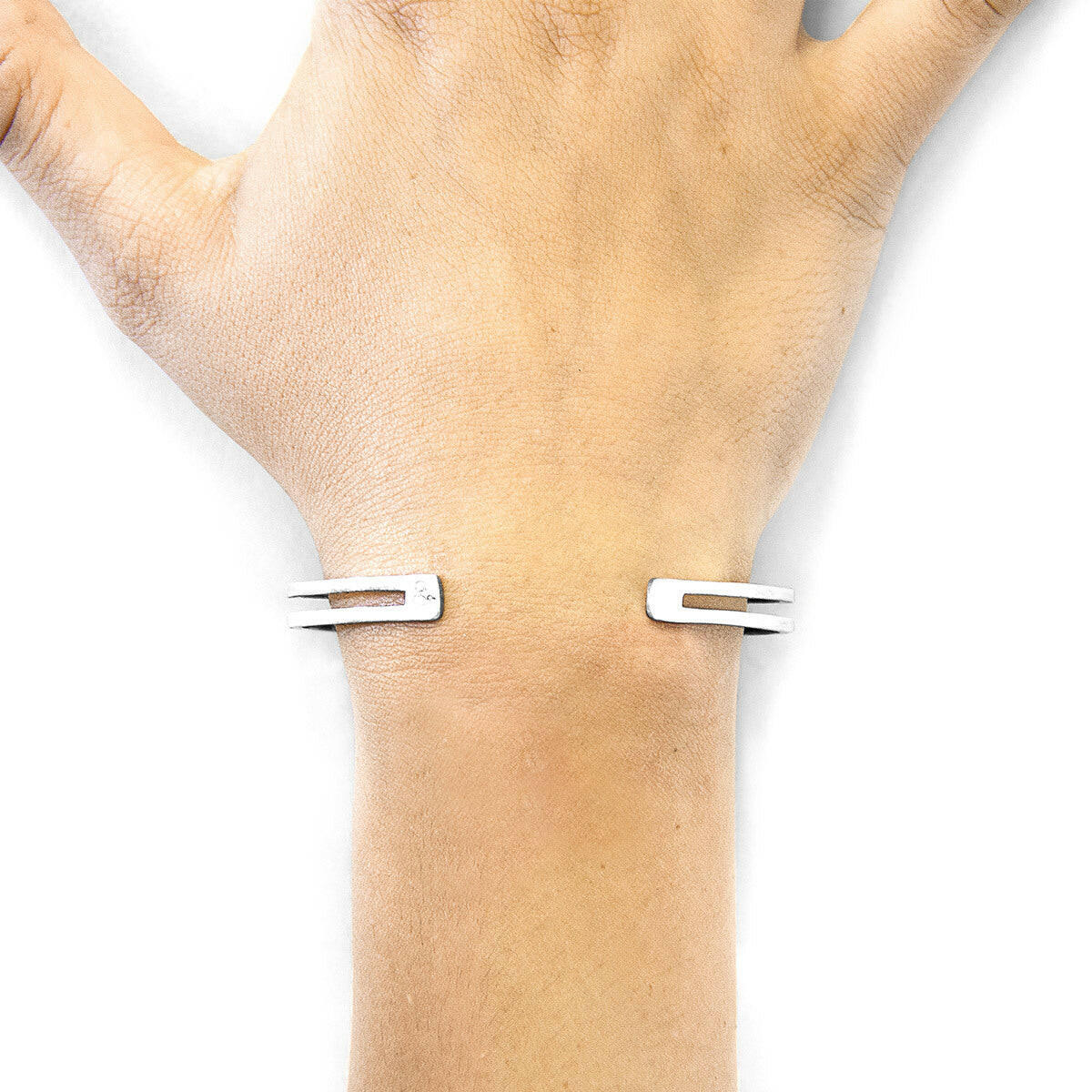 Brady Outline Midi Geometric Silver Bangle.