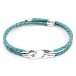 Turquoise Blue Conway Silver & Leather Bracelet.