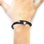 Coal Black Conway Silver & Leather Bracelet.