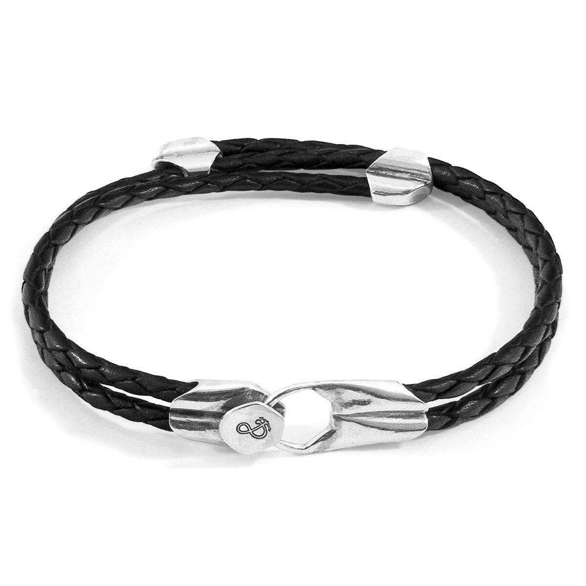 Coal Black Conway Silver & Leather Bracelet.