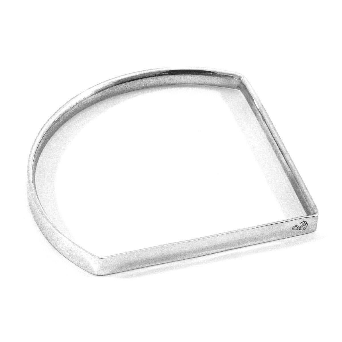 Holden Quarter Circle Geometric Silver Bangle.