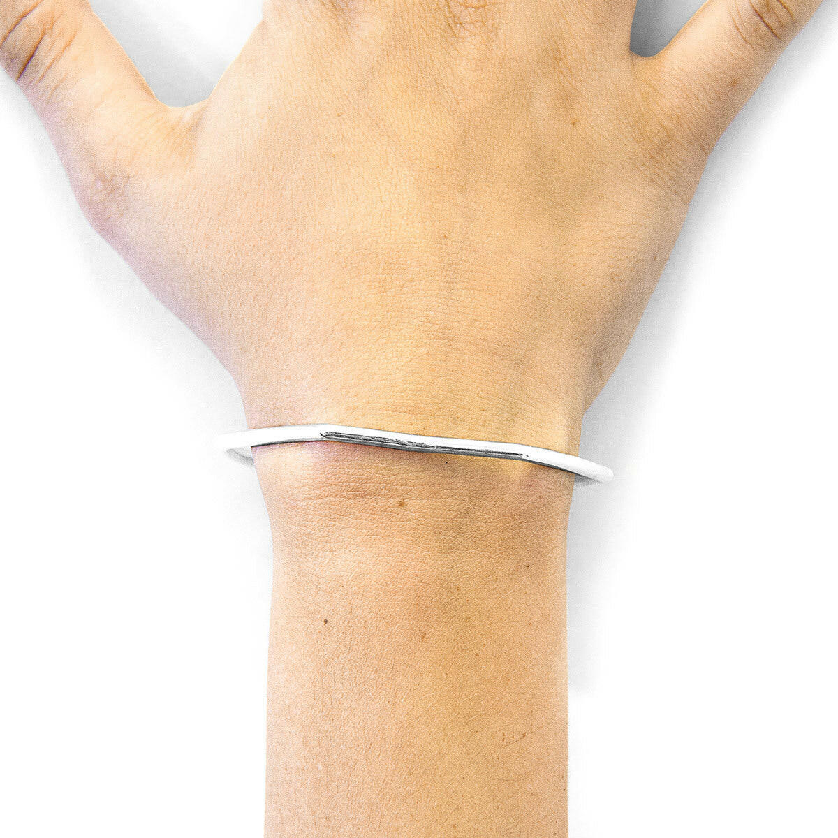 Rowe Half Circle Geometric Silver Bangle.