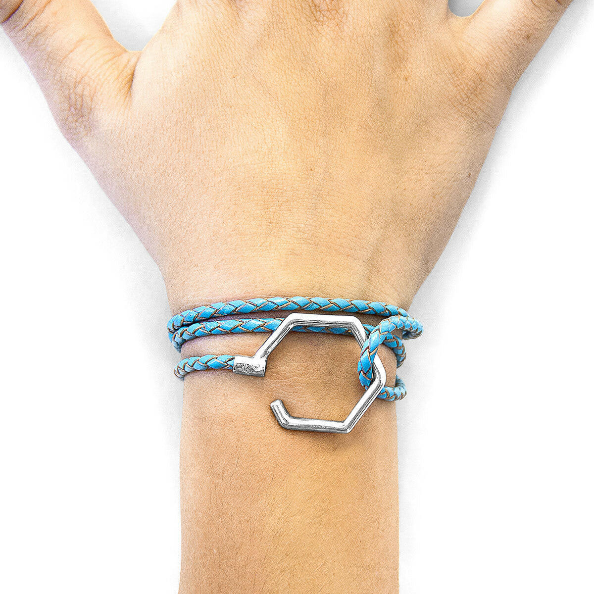 Turquoise Blue Storey Silver & Leather Bracelet.