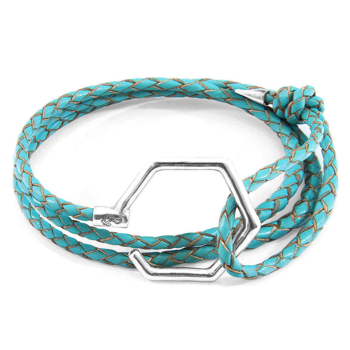 Turquoise Blue Storey Silver & Leather Bracelet.