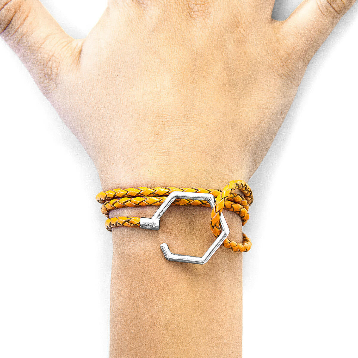 Fire Orange Storey Silver & Leather Bracelet.