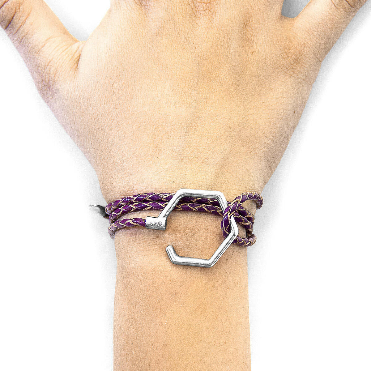 Deep Purple Storey Silver & Leather Bracelet.