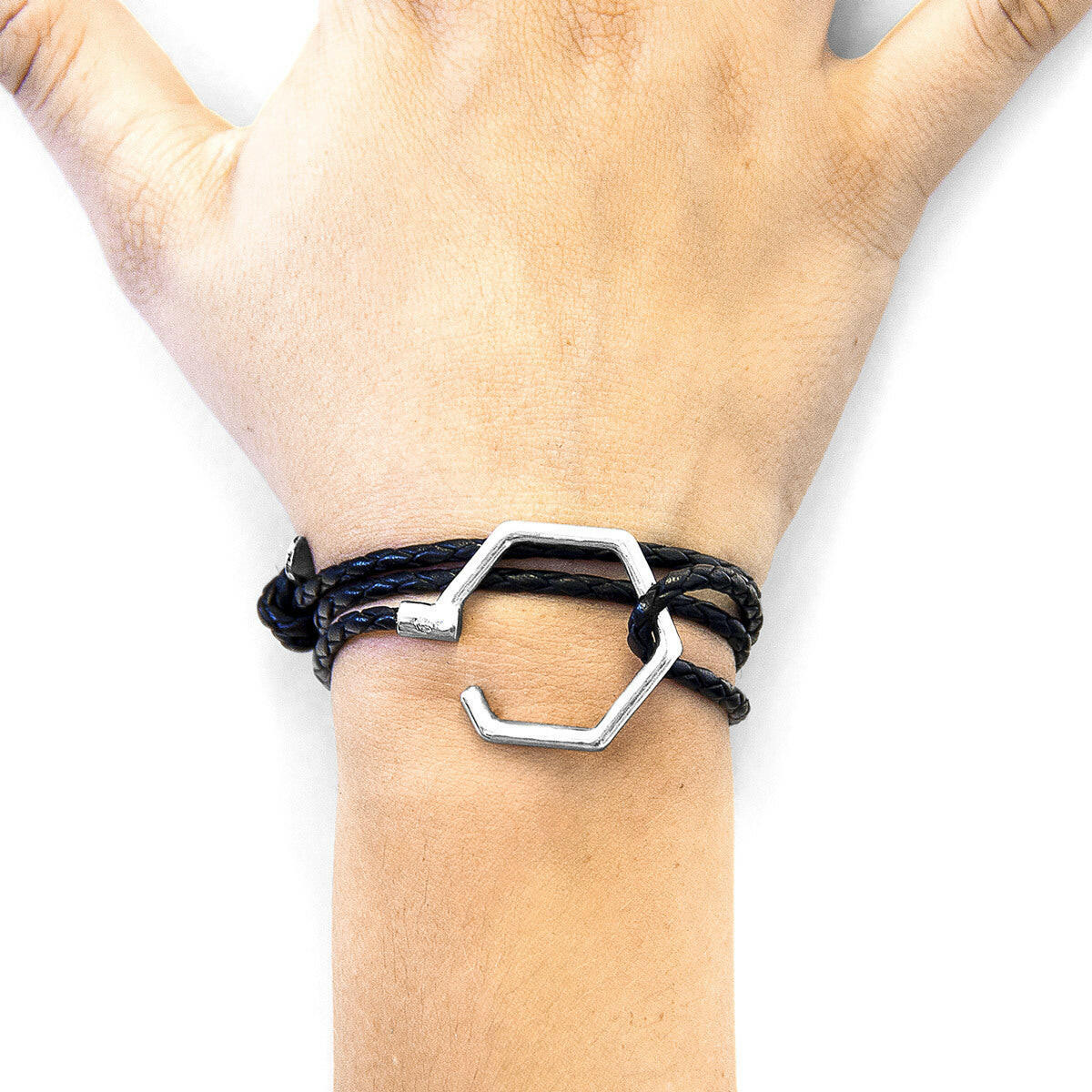 Coal Black Storey Silver & Leather Bracelet.