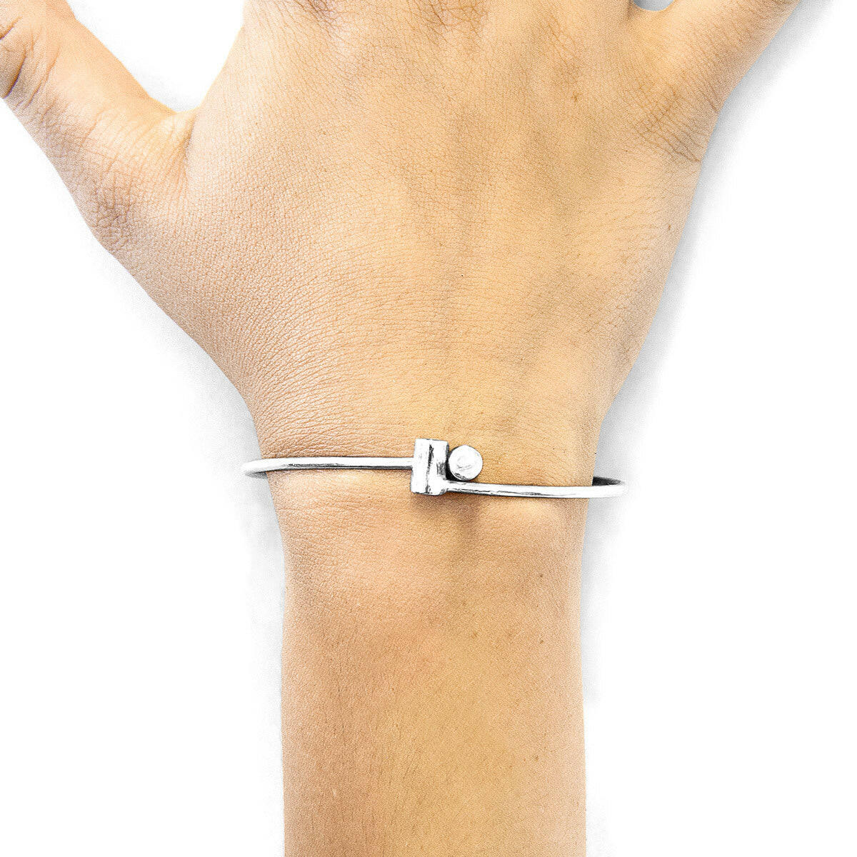 Wynne Capsule Midi Geometric Silver Bangle.