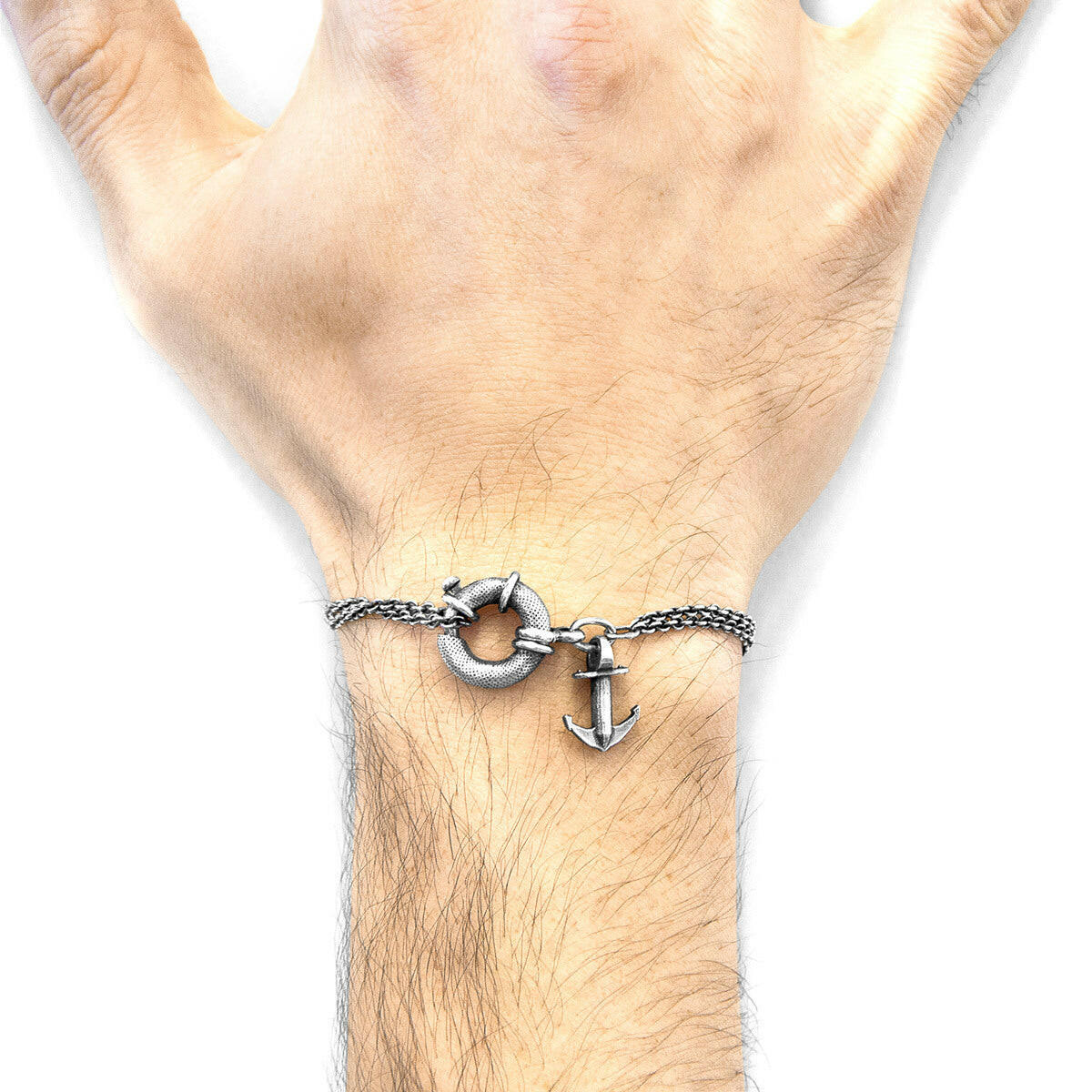 Clyde Anchor I Silver Chain Bracelet.