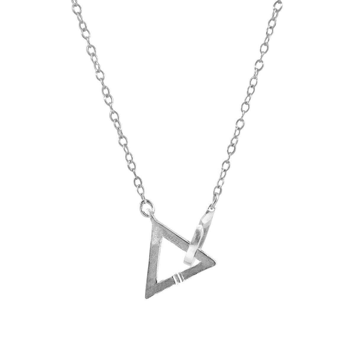 Geometric Triangle Link Paradise Silver Necklace.