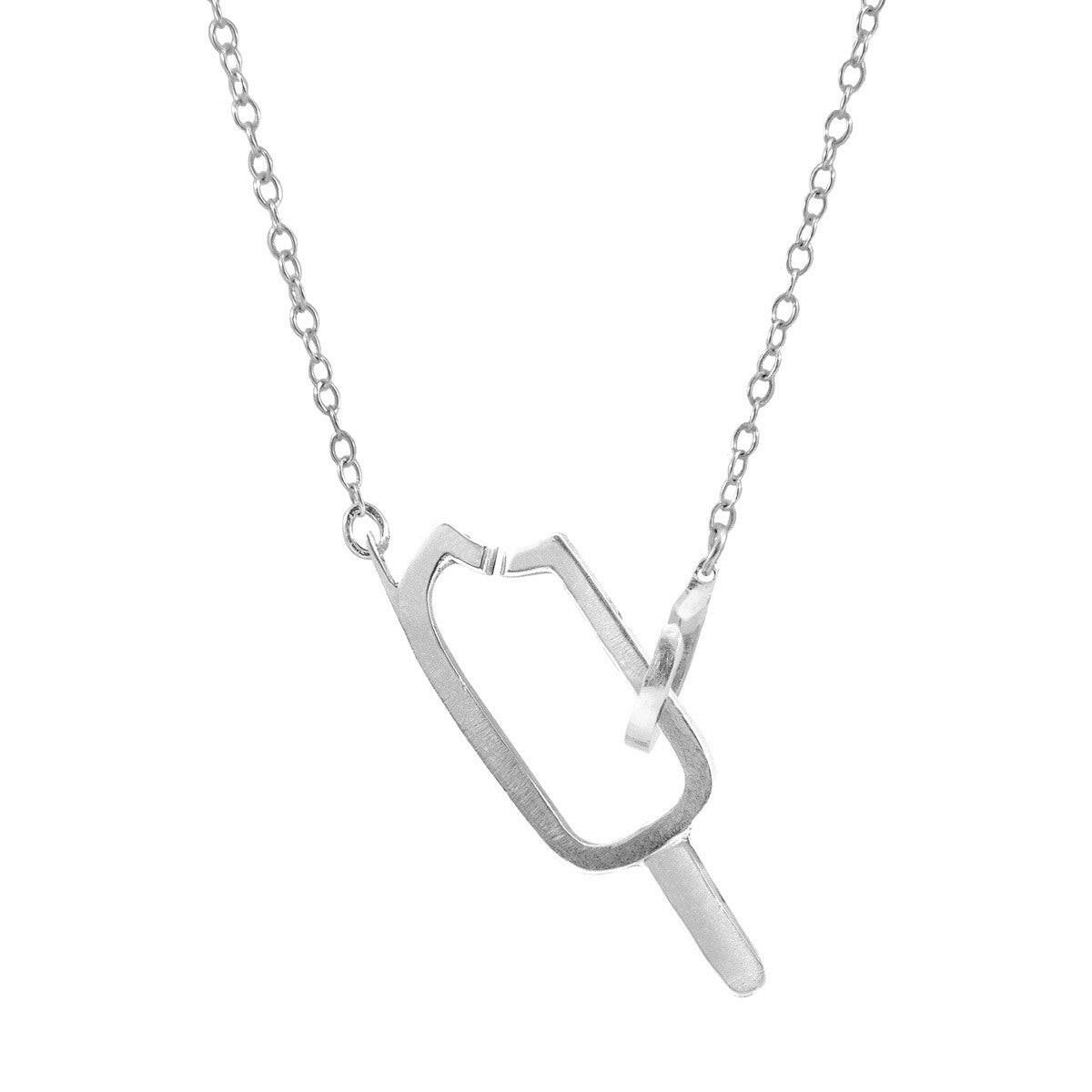 Ice Lolly Link Paradise Silver Necklace Pendant.