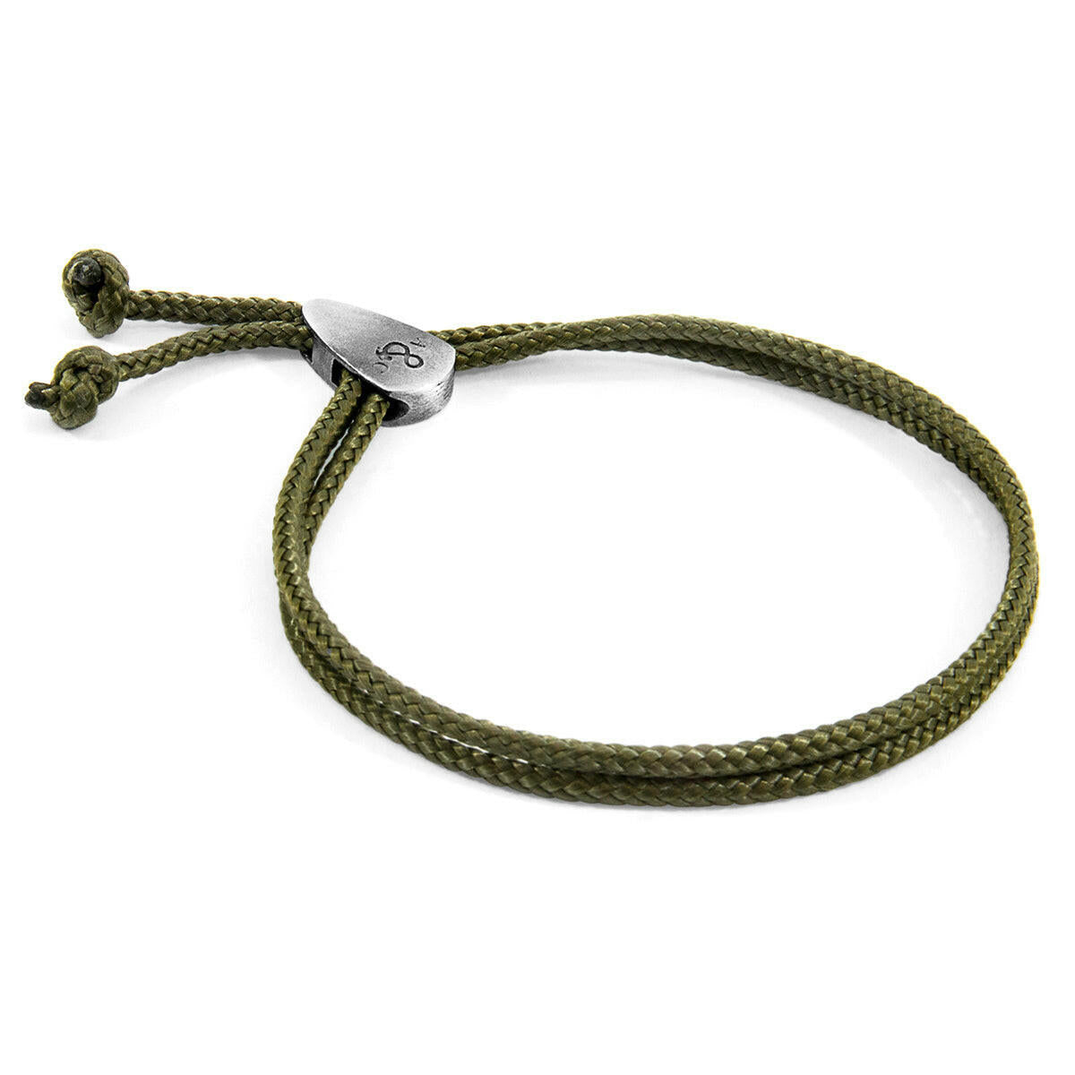 Khaki Green Pembroke Silver and Rope Bracelet.