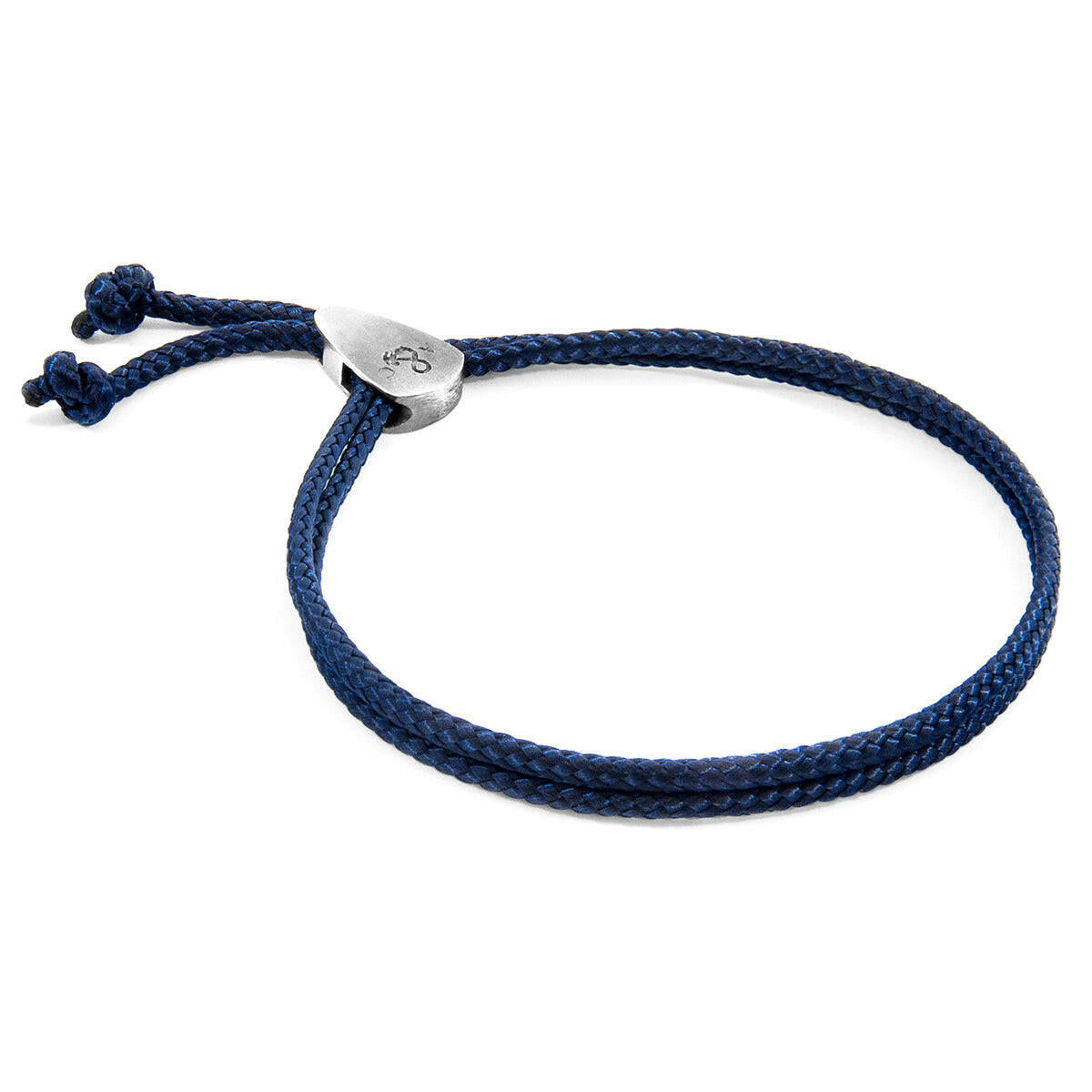 Navy Blue Pembroke Silver and Rope Bracelet.