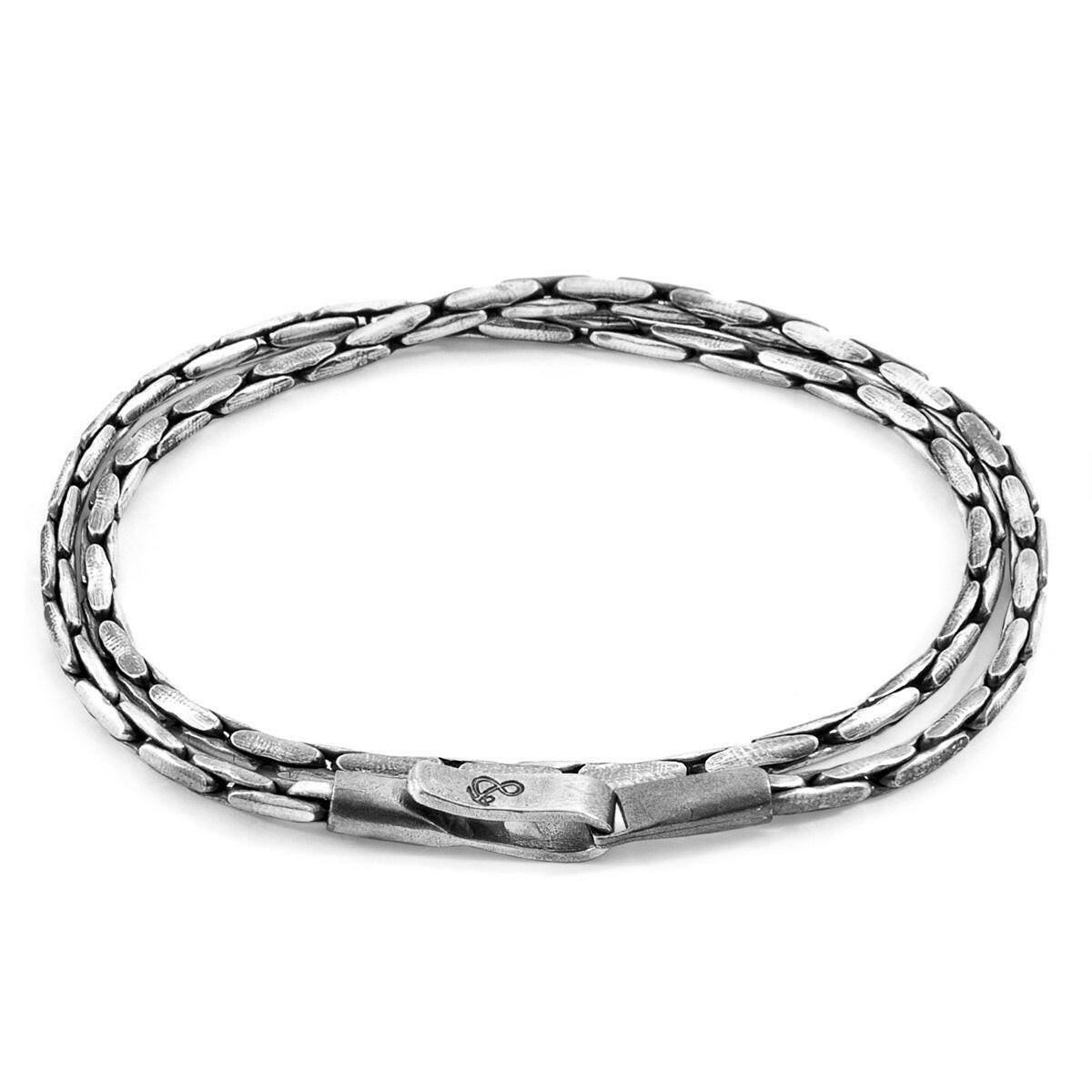 Mizzen Double Sail Silver Chain Bracelet.