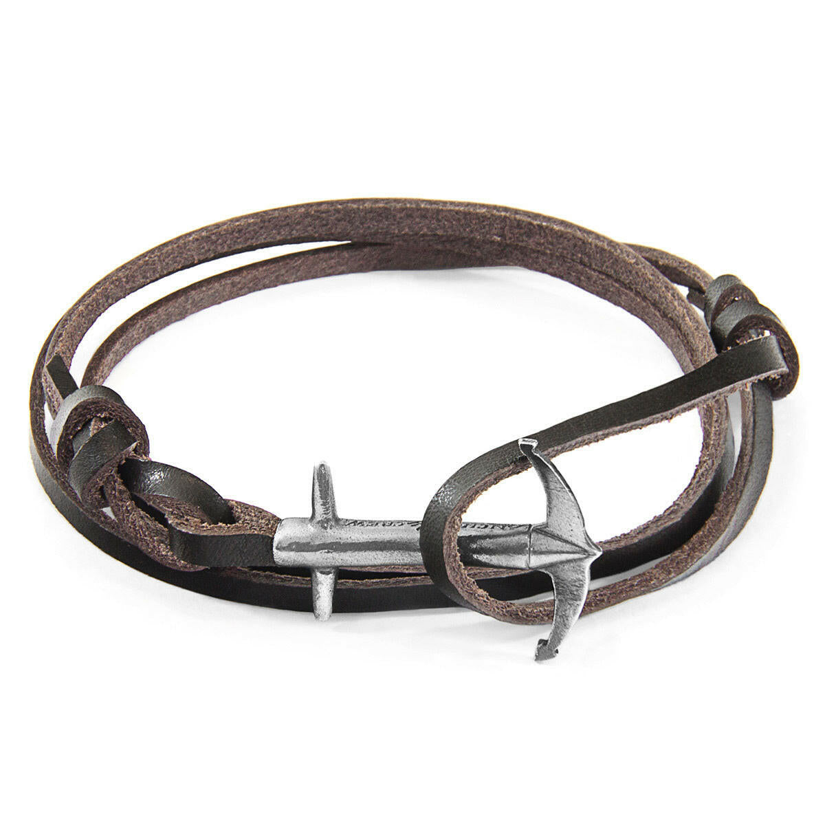 Dark Brown Admiral Silver & Leather Bracelet.