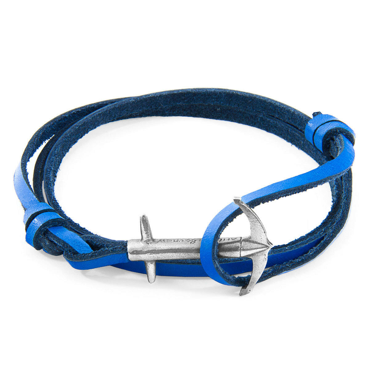 Royal Blue Admiral Silver & Leather Bracelet.