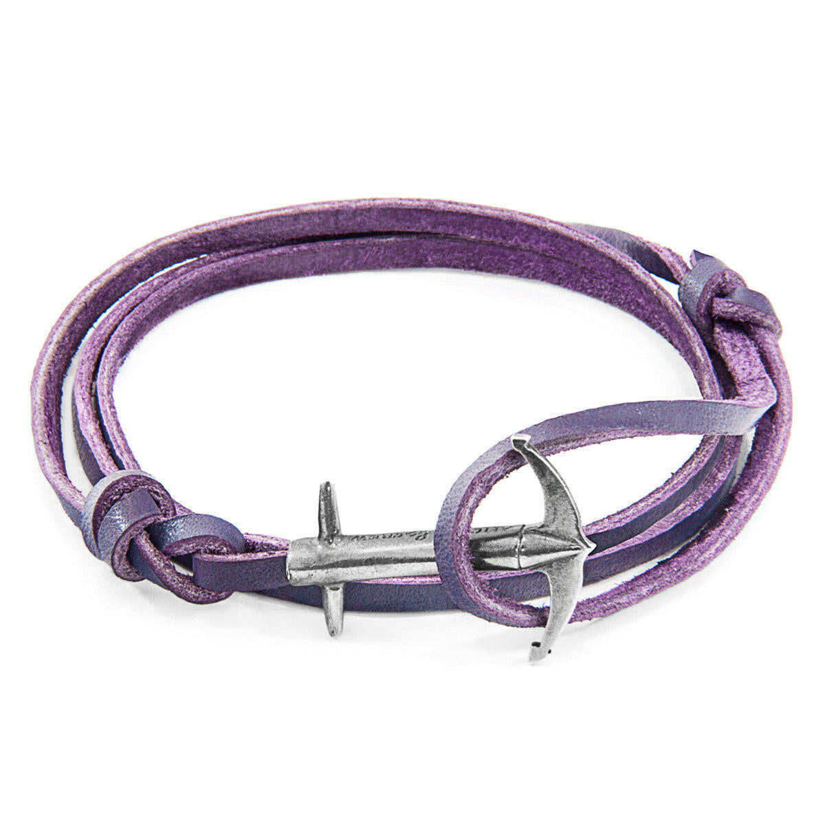 Grape Purple Admiral Silver & Leather Bracelet.