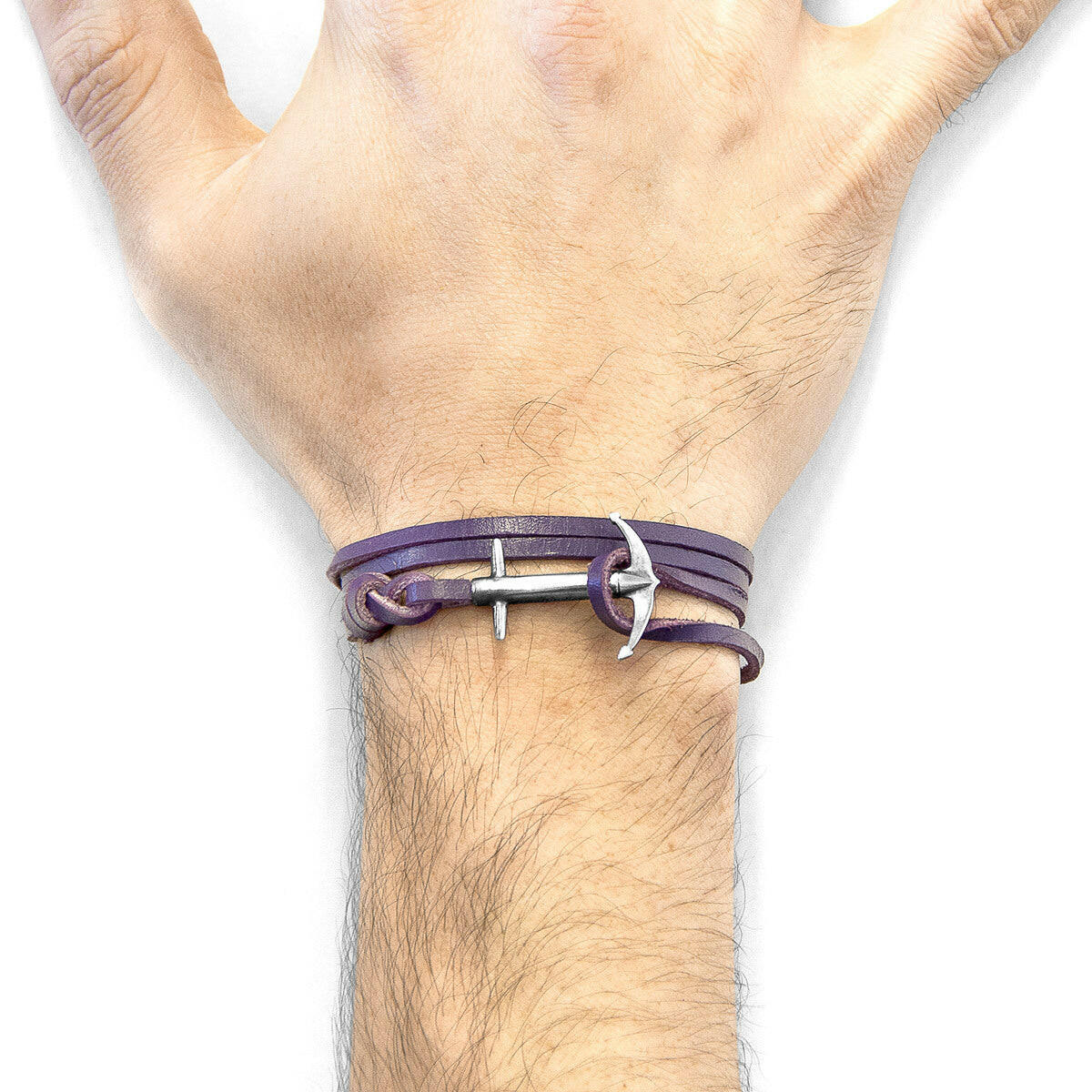 Grape Purple Admiral Silver & Leather Bracelet.