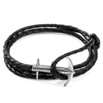 Coal Black Admiral Silver & Leather Bracelet.