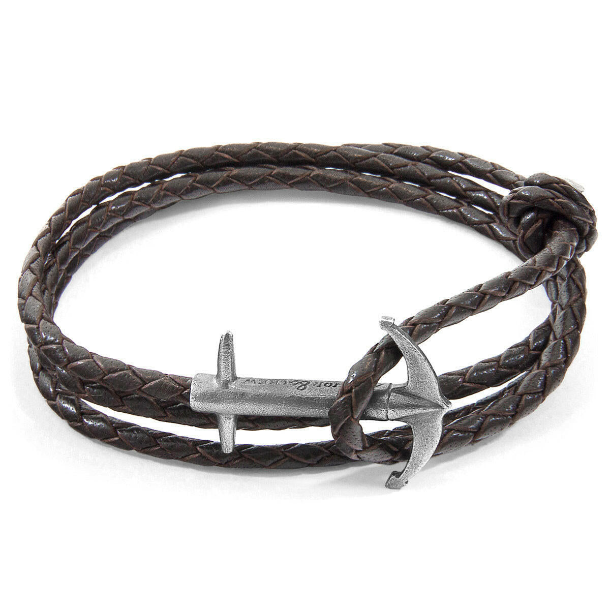 Dark Brown Admiral Silver & Leather Bracelet.