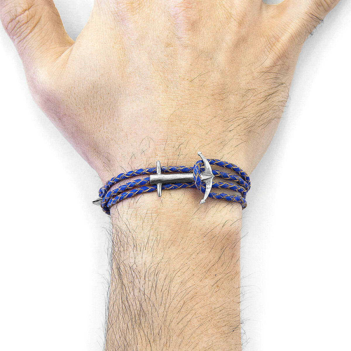 Royal Blue Admiral Silver & Leather Bracelet.