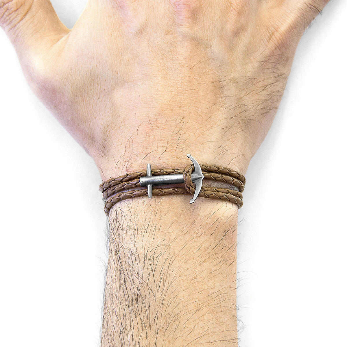 Light Brown Admiral Silver & Leather Bracelet.