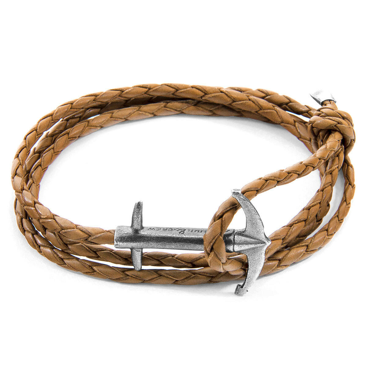 Light Brown Admiral Silver & Leather Bracelet.