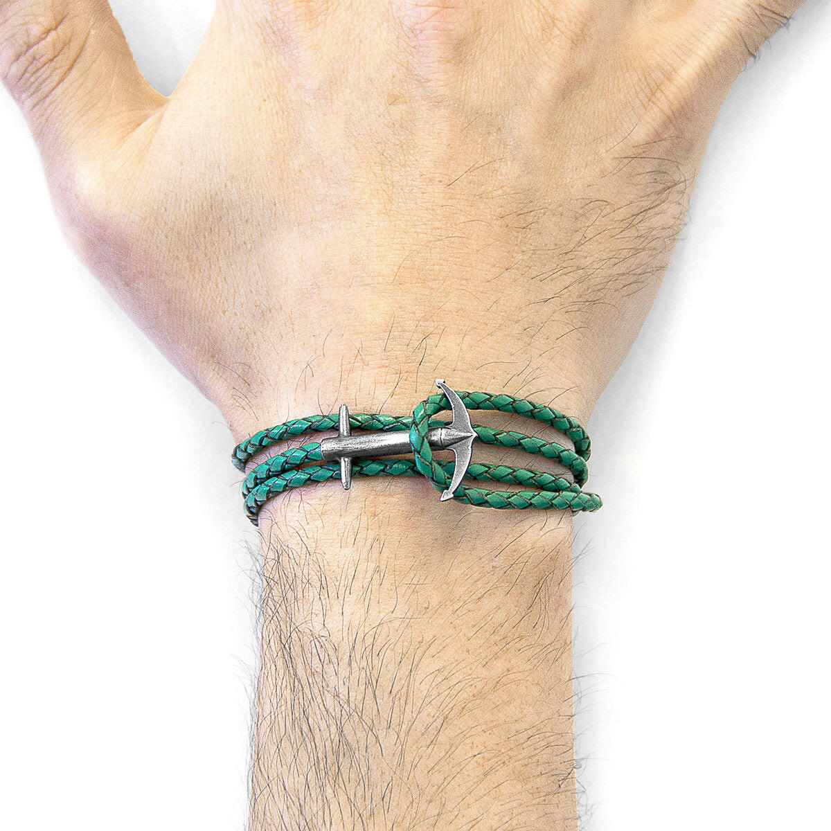 Fern Green Admiral Silver & Leather Bracelet.