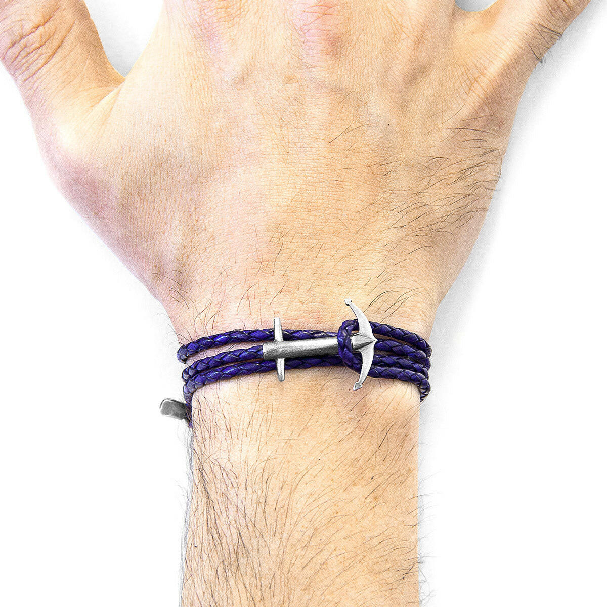 Grape Purple Admiral Silver & Leather Bracelet.