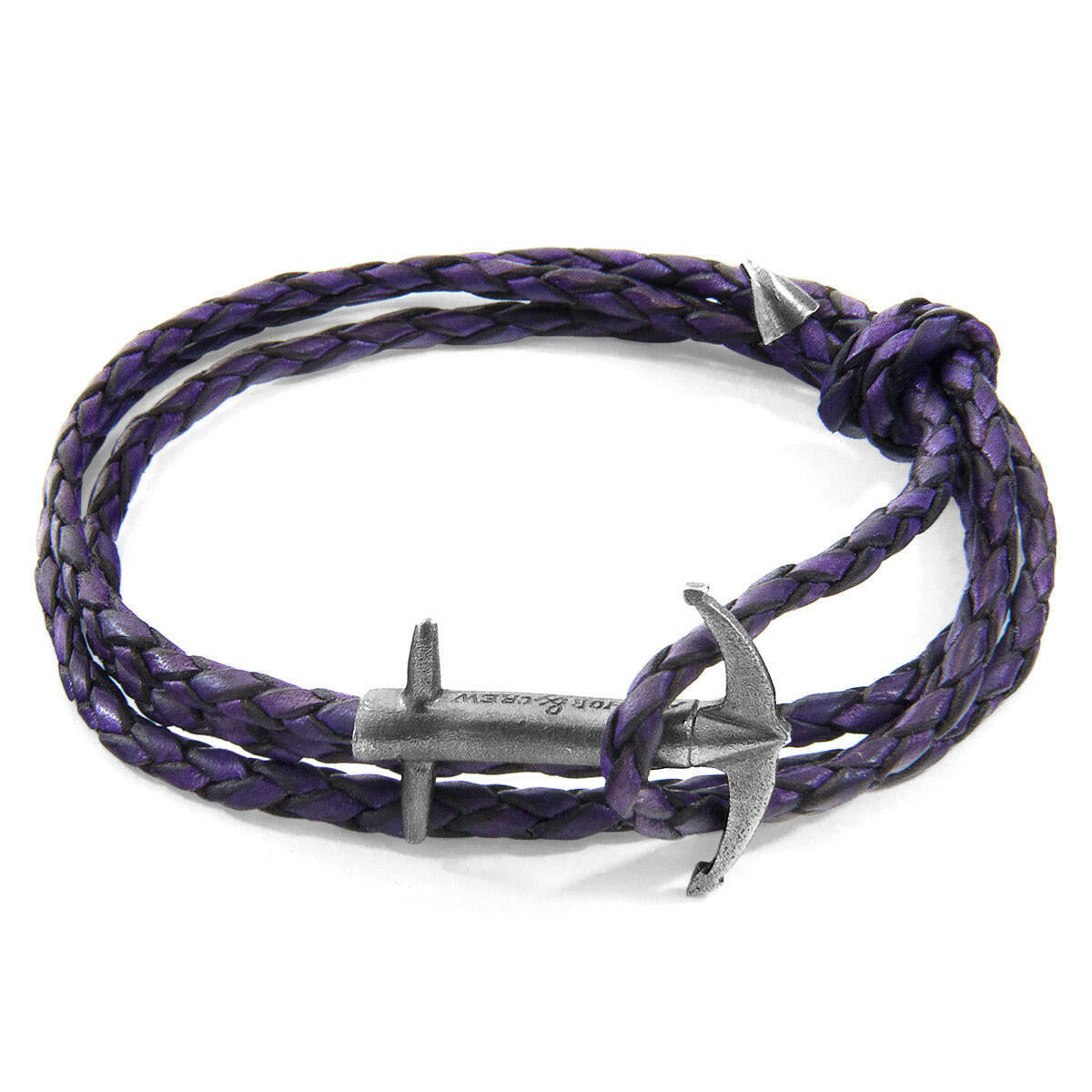 Grape Purple Admiral Silver & Leather Bracelet.