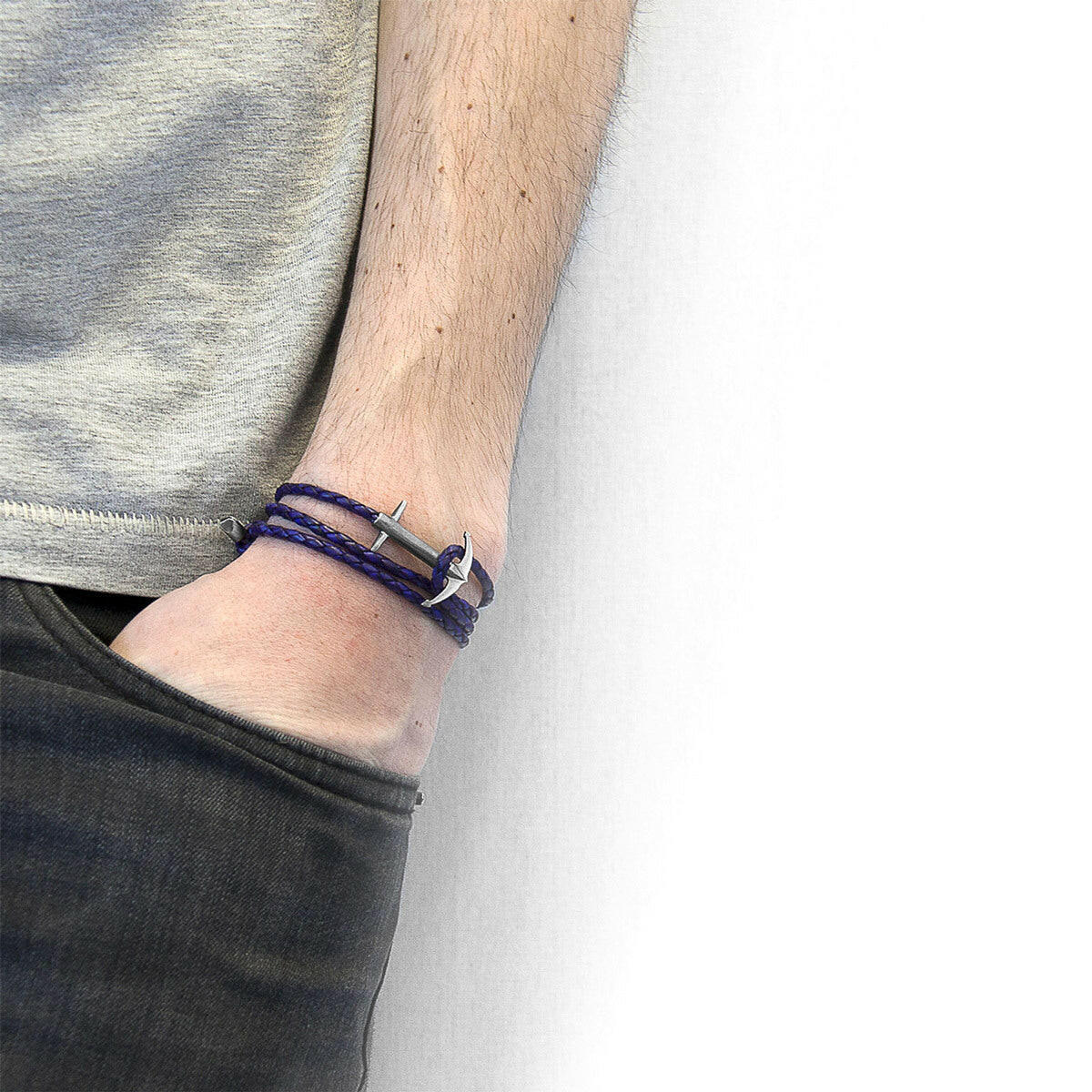 Grape Purple Admiral Silver & Leather Bracelet.