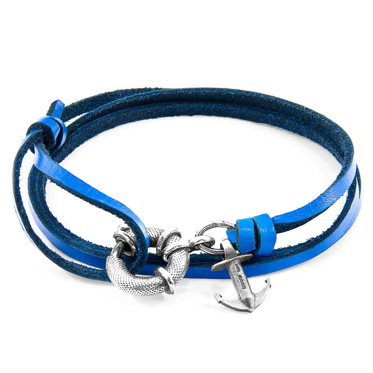 Royal Blue Clyde Anchor Silver & Leather Bracelet.