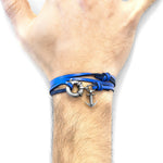 Royal Blue Clyde Anchor Silver & Leather Bracelet.