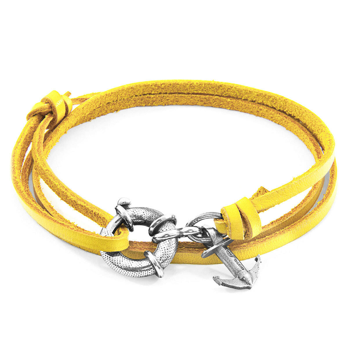 Mustard Yellow Clyde Silver & Leather Bracelet.