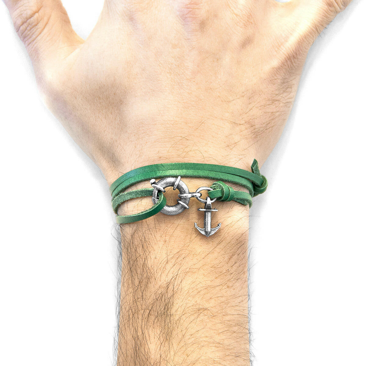 Fern Green Clyde Silver & Leather Bracelet.