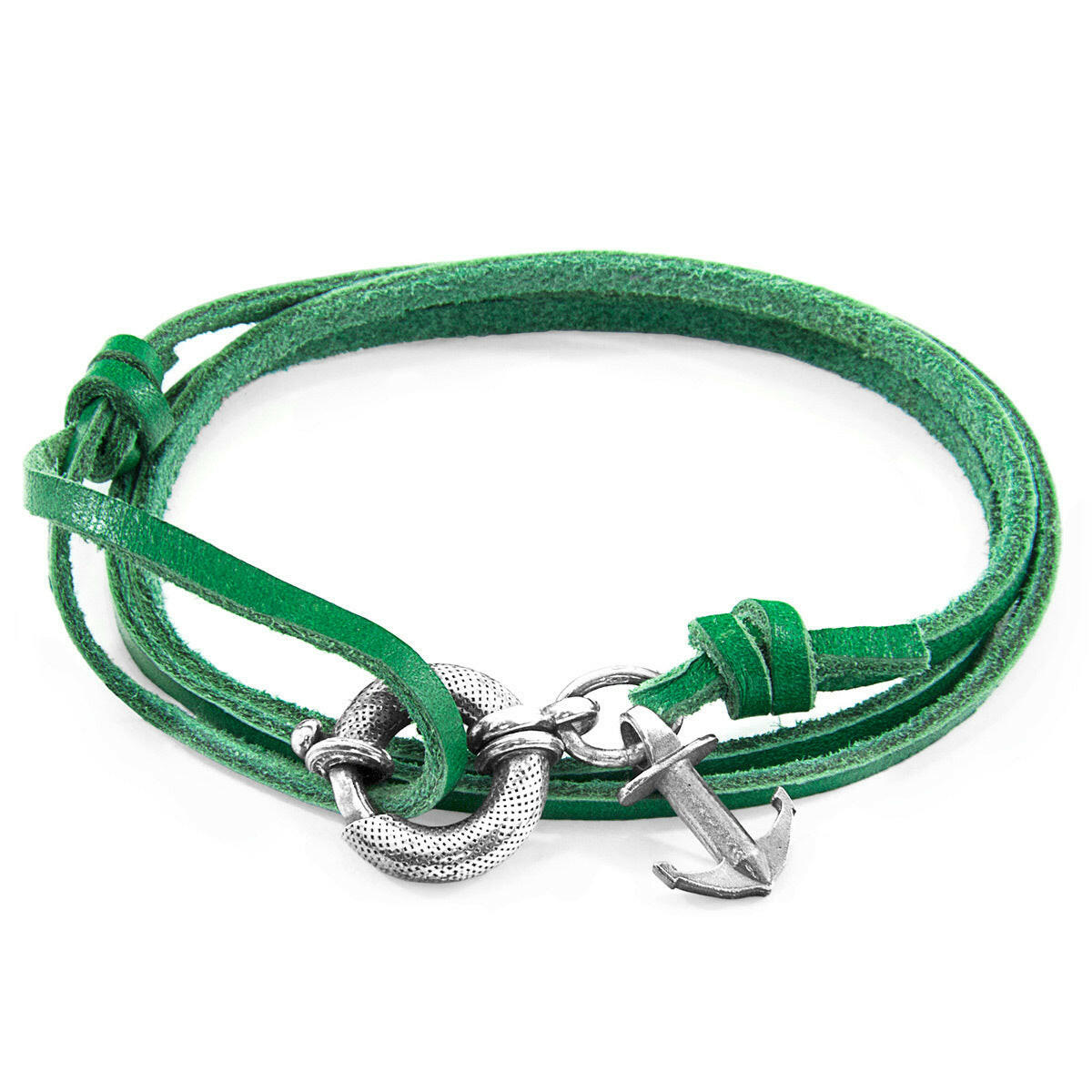 Fern Green Clyde Silver & Leather Bracelet.