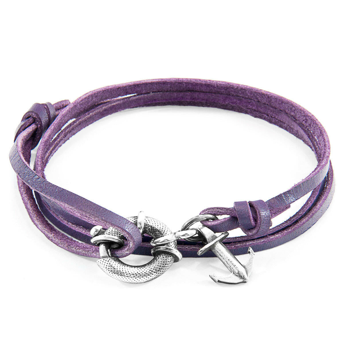 Grape Purple Clyde Silver & Leather Bracelet.