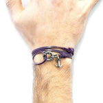 Grape Purple Clyde Silver & Leather Bracelet.