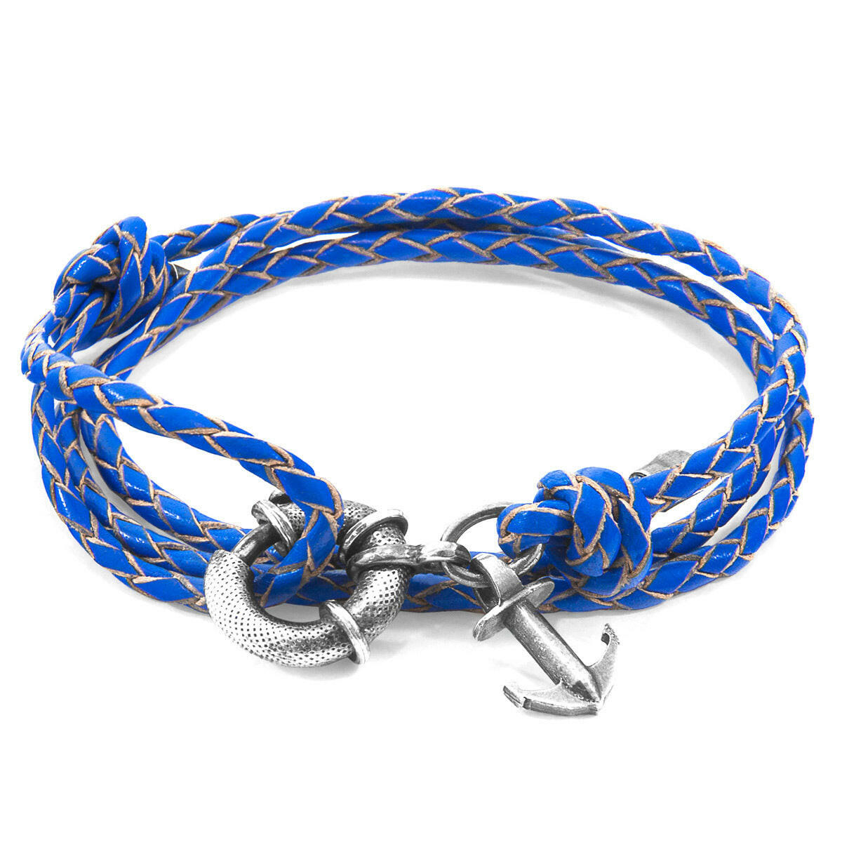 Royal Blue Clyde Silver & Leather Bracelet.