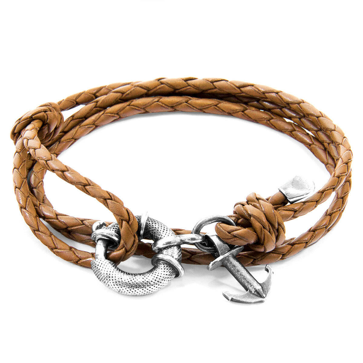 Light Brown Clyde Silver & Leather Bracelet.